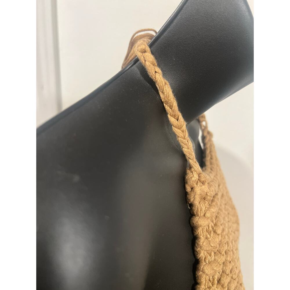 Handmade Crochet Halter Crop Top Camel Tan 70s Boho XS/S - Picture 6 of 7